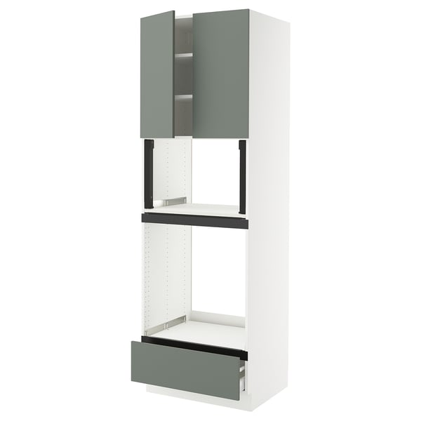 SEKTION / MAXIMERA Hi cb f oven/micro w drawer/2 doors, white/Nickebo matte grey-green, 30x24x90 "