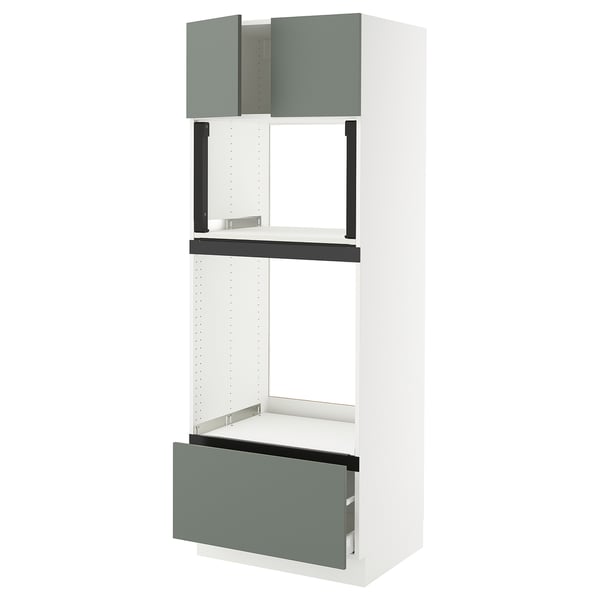 SEKTION / MAXIMERA Hi cb f oven/micro w drawer/2 doors, white/Nickebo matte grey-green, 30x24x80 "