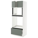 SEKTION / MAXIMERA Hi cb f oven/micro w drawer/2 doors, white/Nickebo matte grey-green, 30x24x80 "