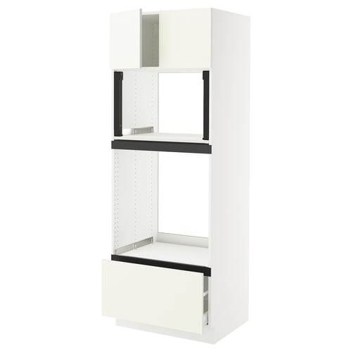 A white SEKTION kitchen cabinet unit with shelves.