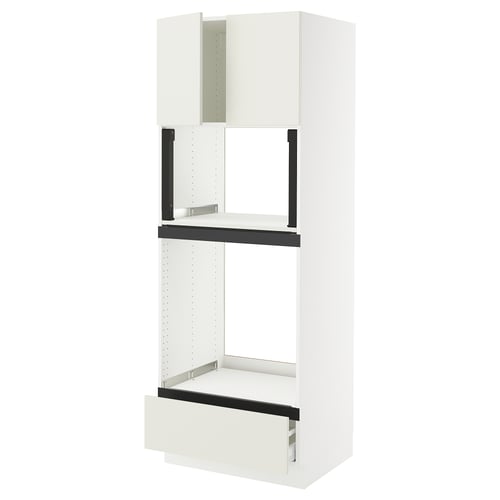 White SEKTION kitchen unit, 3 shelves, modern design.