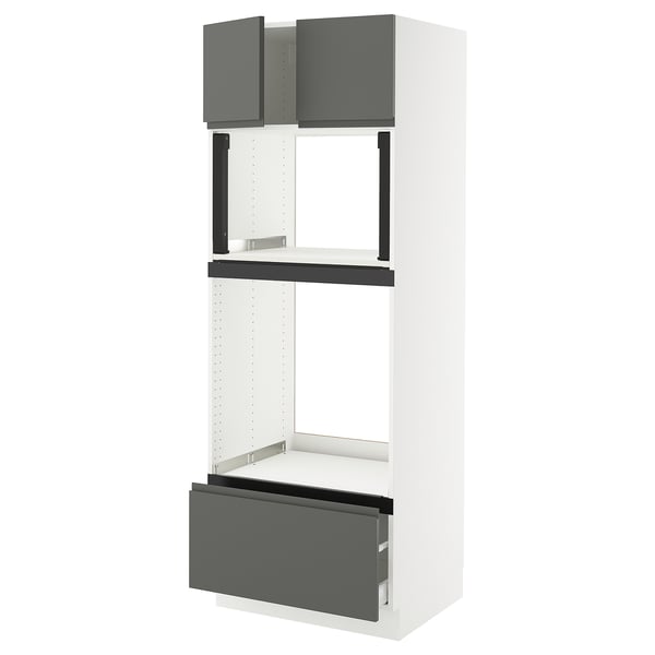 SEKTION / MAXIMERA Hi cb f oven/micro w drawer/2 doors, white/Voxtorp dark gray, 30x24x80 "