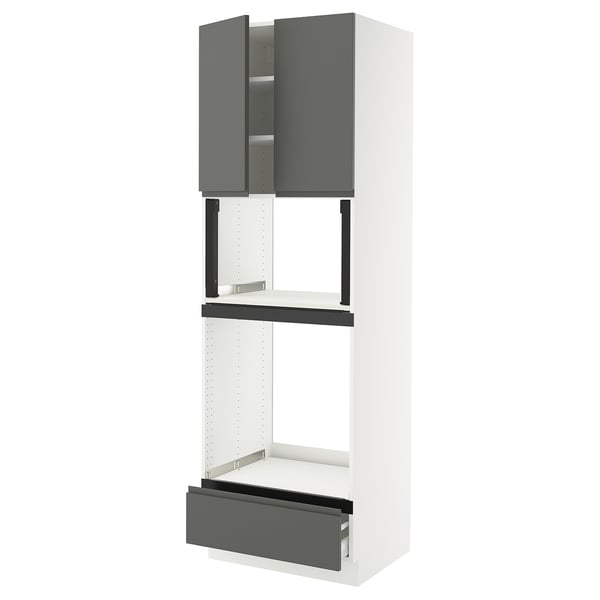 SEKTION / MAXIMERA Hi cb f oven/micro w drawer/2 doors, white/Voxtorp dark gray, 30x24x90 "