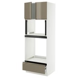 SEKTION / MAXIMERA Hi cb f oven/micro w drawer/2 doors, white/Voxtorp high-gloss dark grey-brown, 30x24x80 "
