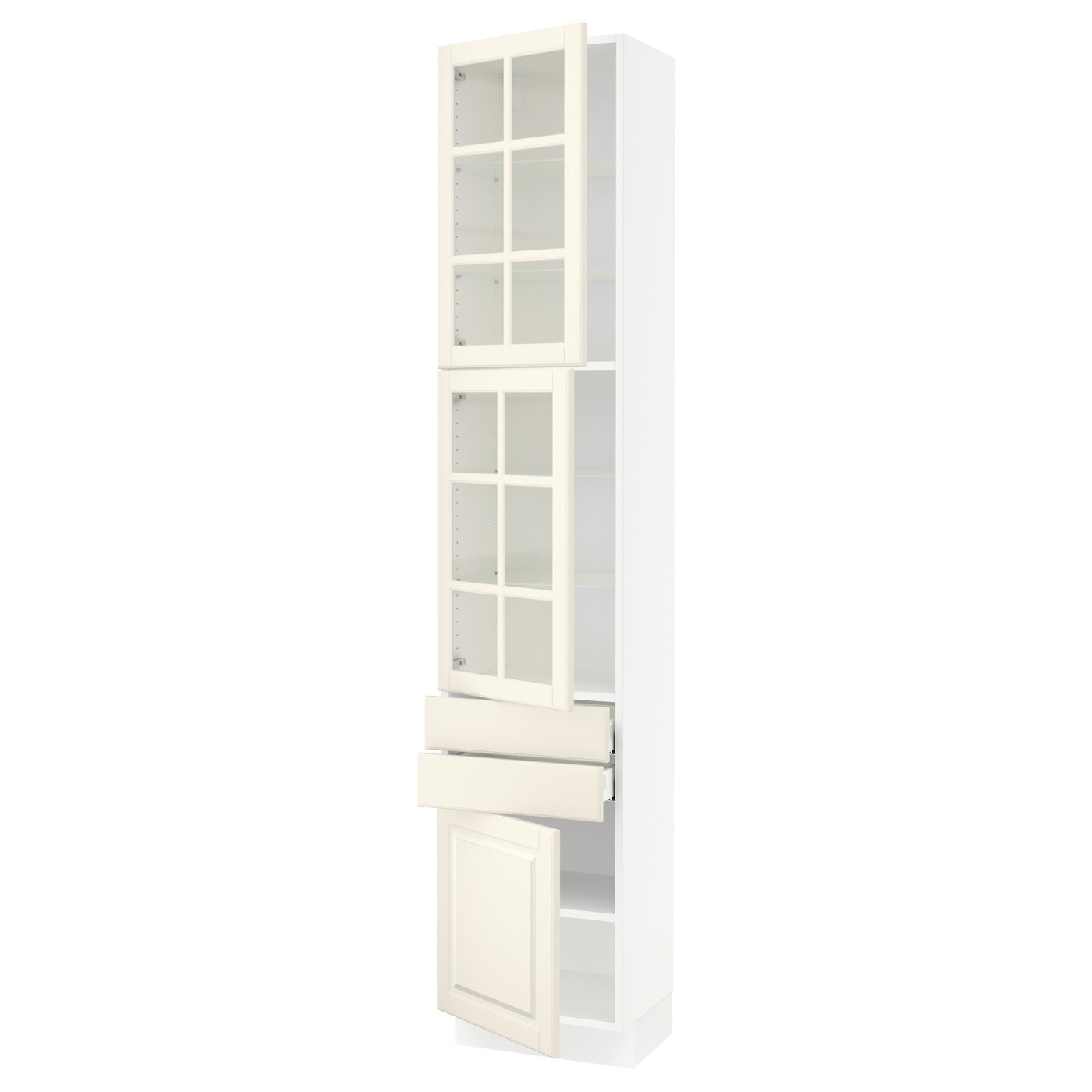 SEKTION / MAXIMERA hi cb w 2 glass drs/2 drwrs/1 dr, white/Bodbyn