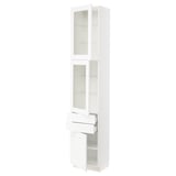 SEKTION / MAXIMERA Hi cb w 2 glass drs/2 drwrs/1 dr, white Enköping/white wood effect, 18x15x90 "