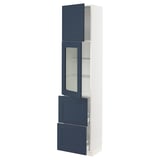 SEKTION / MAXIMERA Hi cb w glass dr/2 drawers/1 door, white Axstad/matte blue, 18x15x80 "