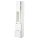 SEKTION / MAXIMERA Hi cb w glass dr/2 drawers/1 door, white/Axstad matte white, 15x15x80 "