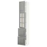 SEKTION / MAXIMERA Hi cb w glass dr/2 drawers/1 door, white/Bodbyn gray, 15x15x80 "