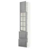SEKTION / MAXIMERA Hi cb w glass dr/2 drawers/1 door, white/Bodbyn gray, 18x15x90 "