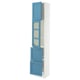 SEKTION / MAXIMERA Hi cb w glass dr/2 drawers/1 door, white/Lerhyttan blue, 15x15x80 "