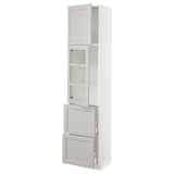 SEKTION / MAXIMERA Hi cb w glass dr/2 drawers/1 door, white/Lerhyttan light gray, 18x15x80 "