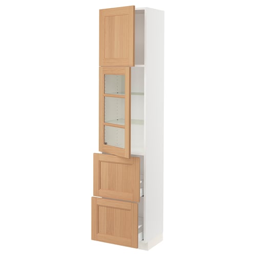SEKTION kitchen cabinet with oak doors and shelves.