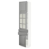 SEKTION / MAXIMERA Hi cb w glass dr/2 drwrs/2 doors, white/Bodbyn gray, 18x15x80 "