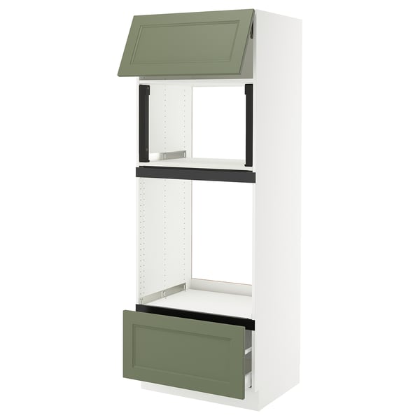 SEKTION / MAXIMERA High cab f mic/ov+drw/dr w push-op, white/Axstad gray-green, 30x24x80 "