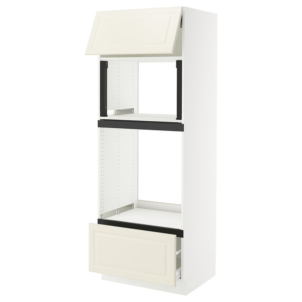 SEKTION / MAXIMERA High cab f mic/ov+drw/dr w push-op, white/Bodbyn off-white, 30x24x80 "