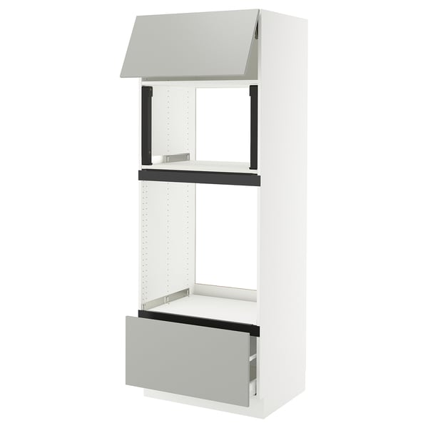 SEKTION / MAXIMERA High cab f mic/ov+drw/dr w push-op, white/Havstorp light gray, 30x24x80 "