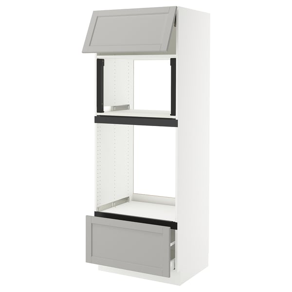 SEKTION / MAXIMERA High cab f mic/ov+drw/dr w push-op, white/Lerhyttan light gray, 30x24x80 "