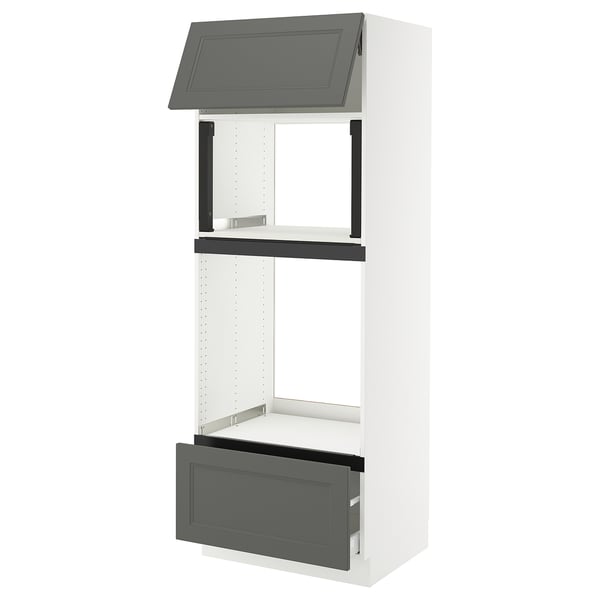 SEKTION / MAXIMERA High cab f micro/oven+drawer/door, white/Axstad dark gray, 30x24x80 "