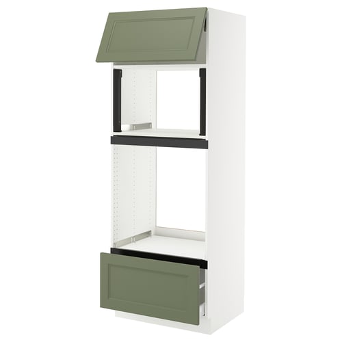 SEKTION kitchen unit: white with green panels, open design.