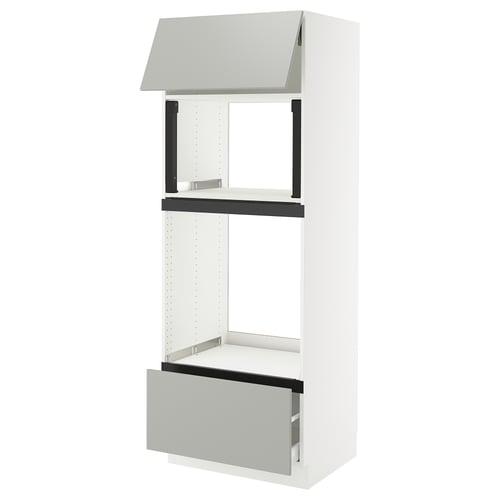 SEKTION white kitchen unit with grey drawer, modern clean design.