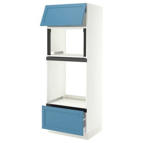 SEKTION / MAXIMERA High cab f micro/oven+drawer/door, white/Lerhyttan blue, 30x24x80 "