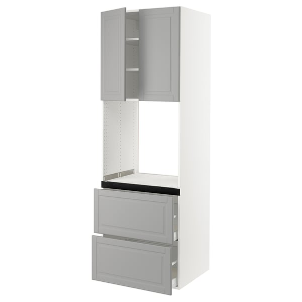 SEKTION / MAXIMERA High cab f oven+2 drawers/2 doors, white/Bodbyn gray, 30x24x90 "