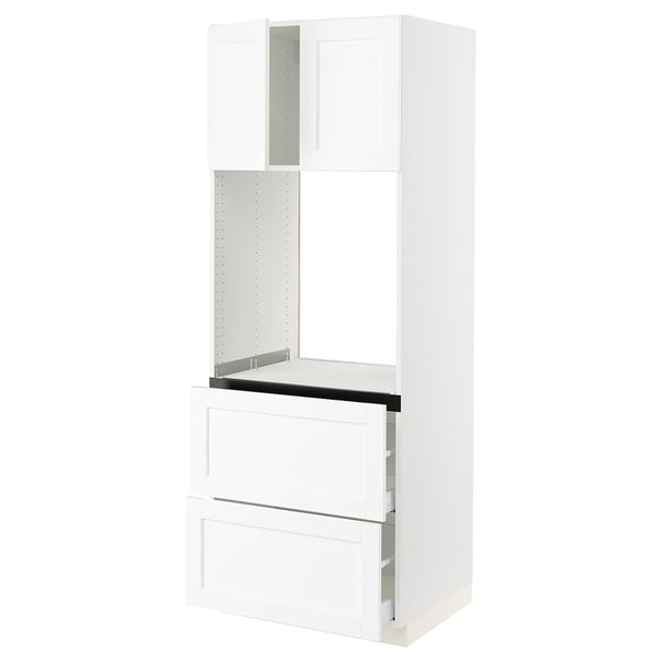 SEKTION / MAXIMERA High cab f oven+2 drawers/2 doors, white Enköping/white wood effect, 30x24x80 "