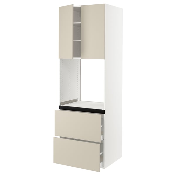 SEKTION / MAXIMERA High cab f oven+2 drawers/2 doors, white/Havstorp beige, 30x24x90 "
