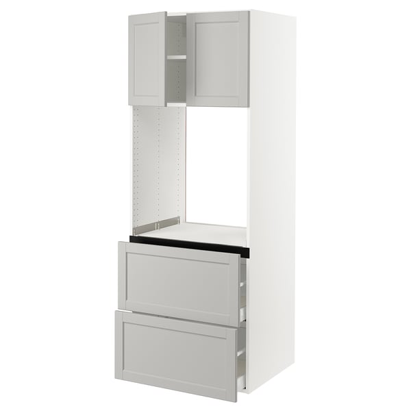 SEKTION / MAXIMERA High cab f oven+2 drawers/2 doors, white/Lerhyttan light gray, 30x24x80 "
