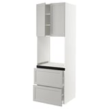 SEKTION / MAXIMERA High cab f oven+2 drawers/2 doors, white/Lerhyttan light gray, 30x24x90 "