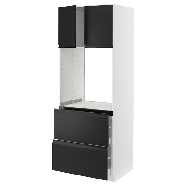 SEKTION / MAXIMERA High cab f oven+2 drawers/2 doors, white/Upplöv matte anthracite, 30x24x80 "