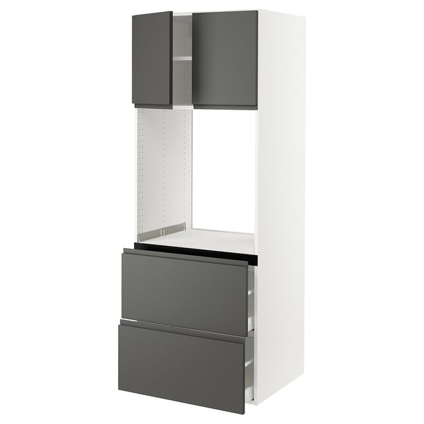 SEKTION / MAXIMERA High cab f oven+2 drawers/2 doors, white/Voxtorp dark gray, 30x24x80 "