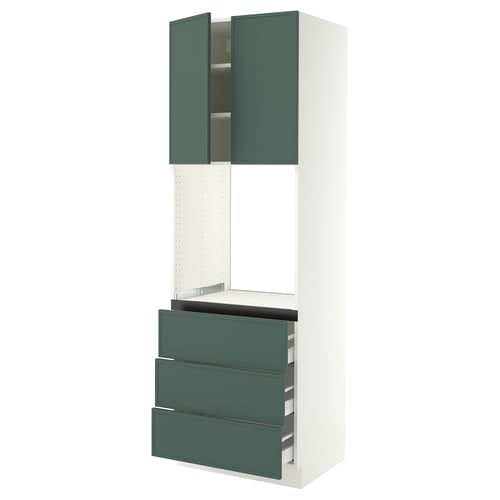 SEKTION / MAXIMERA High cab f oven w 3 drawers/2 doors, white/Aspudden dark gray-green, 30x24x90 "