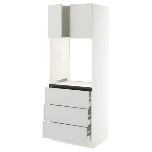 SEKTION / MAXIMERA High cab f oven w 3 drawers/2 doors, white/Aspudden light gray, 30x24x80 "