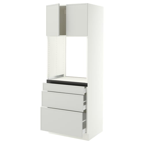 SEKTION / MAXIMERA High cab f oven w 3 drawers/2 doors, white/Aspudden light gray, 30x24x80 "