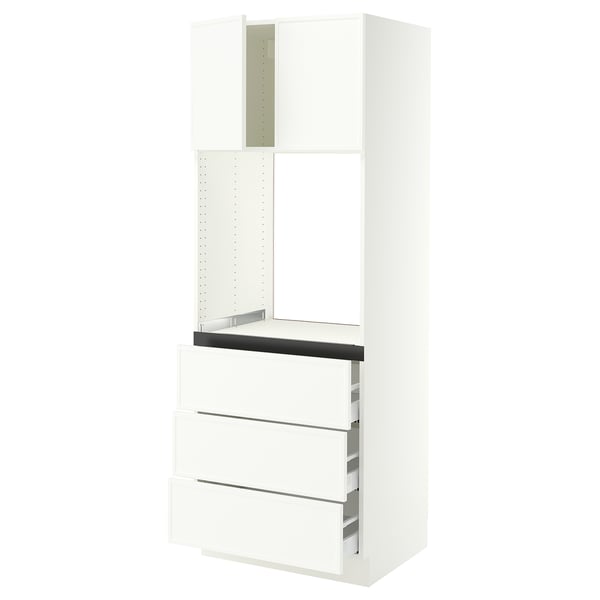 SEKTION / MAXIMERA High cab f oven w 3 drawers/2 doors, white/Aspudden matte white, 30x24x80 "