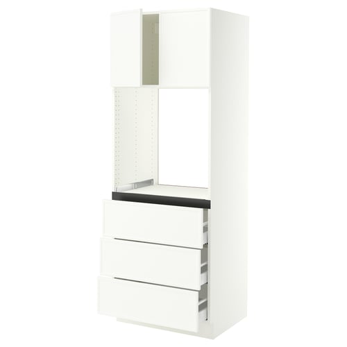 SEKTION / MAXIMERA High cab f oven w 3 drawers/2 doors, white/Aspudden matte white, 30x24x80 "