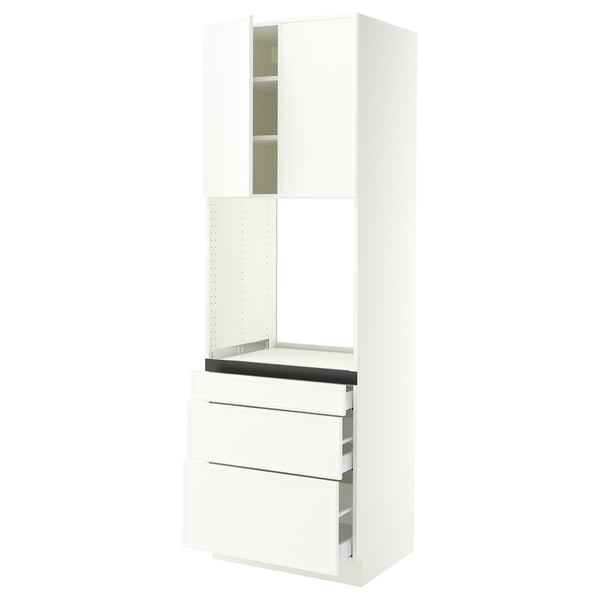 SEKTION / MAXIMERA High cab f oven w 3 drawers/2 doors, white/Aspudden matte white, 30x24x90 "