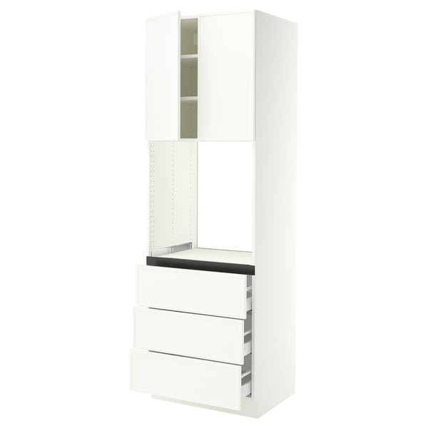 SEKTION / MAXIMERA High cab f oven w 3 drawers/2 doors, white/Aspudden matte white, 30x24x90 "