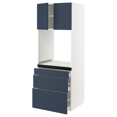 SEKTION kitchen units in blue and white, with drawers and cabinets, modern design.