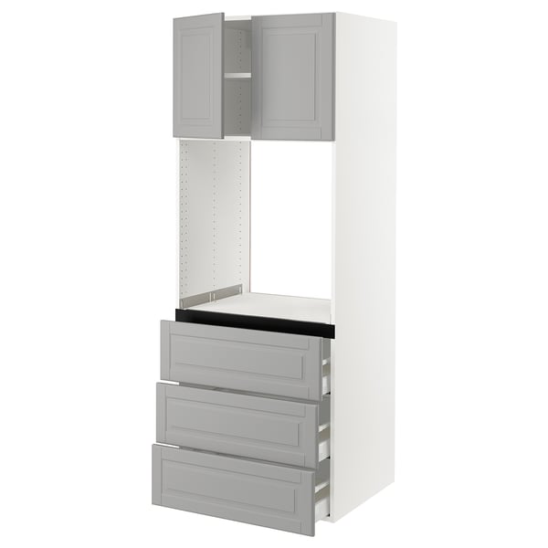 SEKTION / MAXIMERA High cab f oven w 3 drawers/2 doors, white/Bodbyn gray, 30x24x80 "