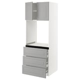 SEKTION / MAXIMERA High cab f oven w 3 drawers/2 doors, white/Bodbyn gray, 30x24x80 "
