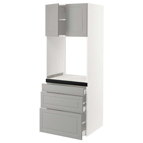 SEKTION / MAXIMERA High cab f oven w 3 drawers/2 doors, white/Bodbyn gray, 30x24x80 "