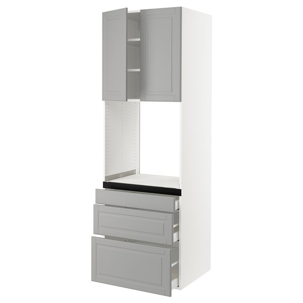 SEKTION / MAXIMERA High cab f oven w 3 drawers/2 doors, white/Bodbyn gray, 30x24x90 "