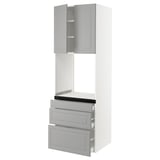 SEKTION / MAXIMERA High cab f oven w 3 drawers/2 doors, white/Bodbyn gray, 30x24x90 "