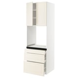 SEKTION / MAXIMERA High cab f oven w 3 drawers/2 doors, white/Bodbyn off-white, 30x24x90 "
