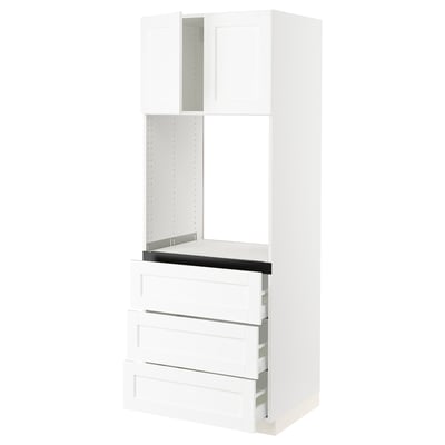 SEKTION / MAXIMERA High cab f oven w 3 drawers/2 doors, white Enköping/white wood effect, 30x24x80 "