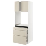SEKTION / MAXIMERA High cab f oven w 3 drawers/2 doors, white/Havstorp beige, 30x24x80 "