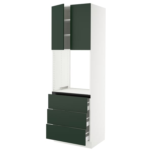 SEKTION / MAXIMERA High cab f oven w 3 drawers/2 doors, white/Havstorp deep green, 30x24x90 "